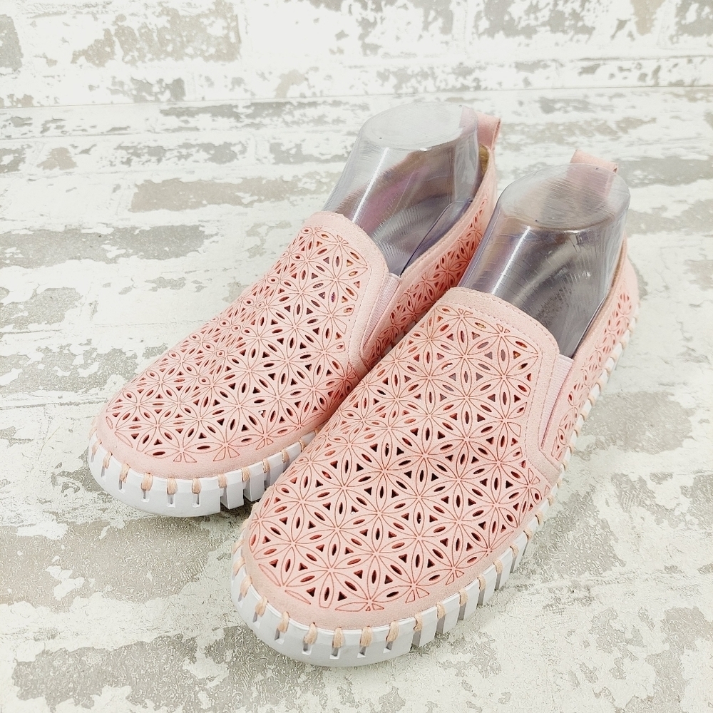 New Ilse Jacobsen Tulips ADOBE ROSE Leather Cut Out Flat Sneakers W436 - Picture 2 of 11